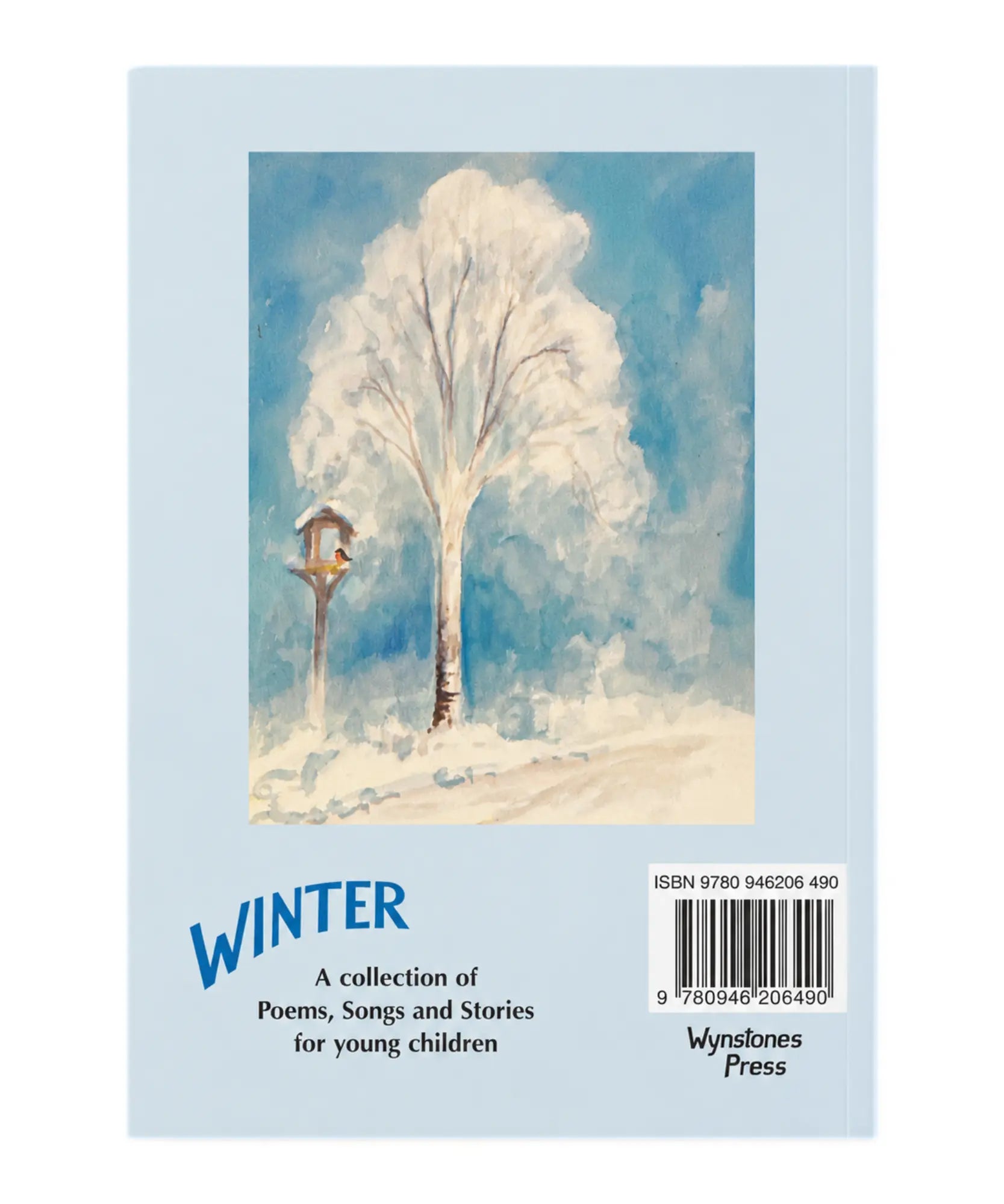 Back cover of Winter, a Waldorf early childhood seasonal book with winter poems, songs, stories, and a Nativity play from Wynstones Press.