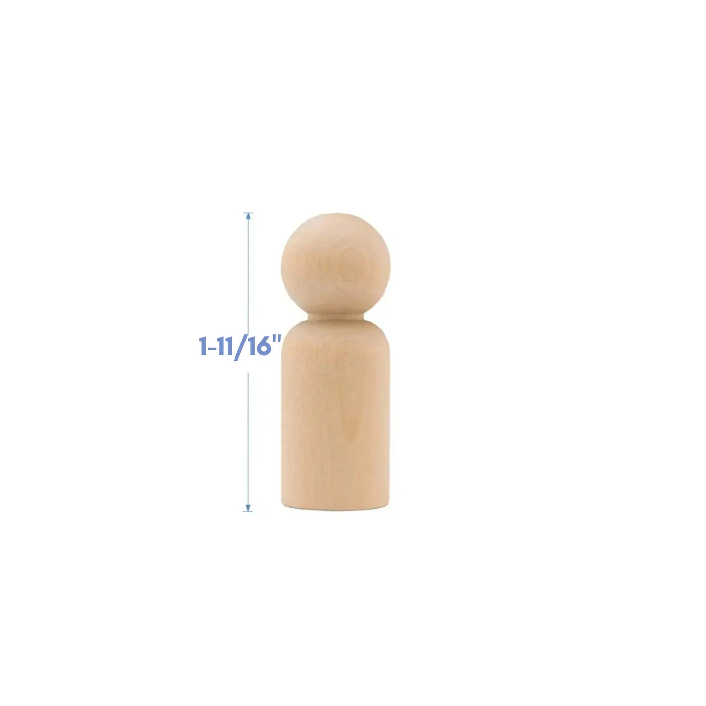 Wooden peg with measurement label on a white background