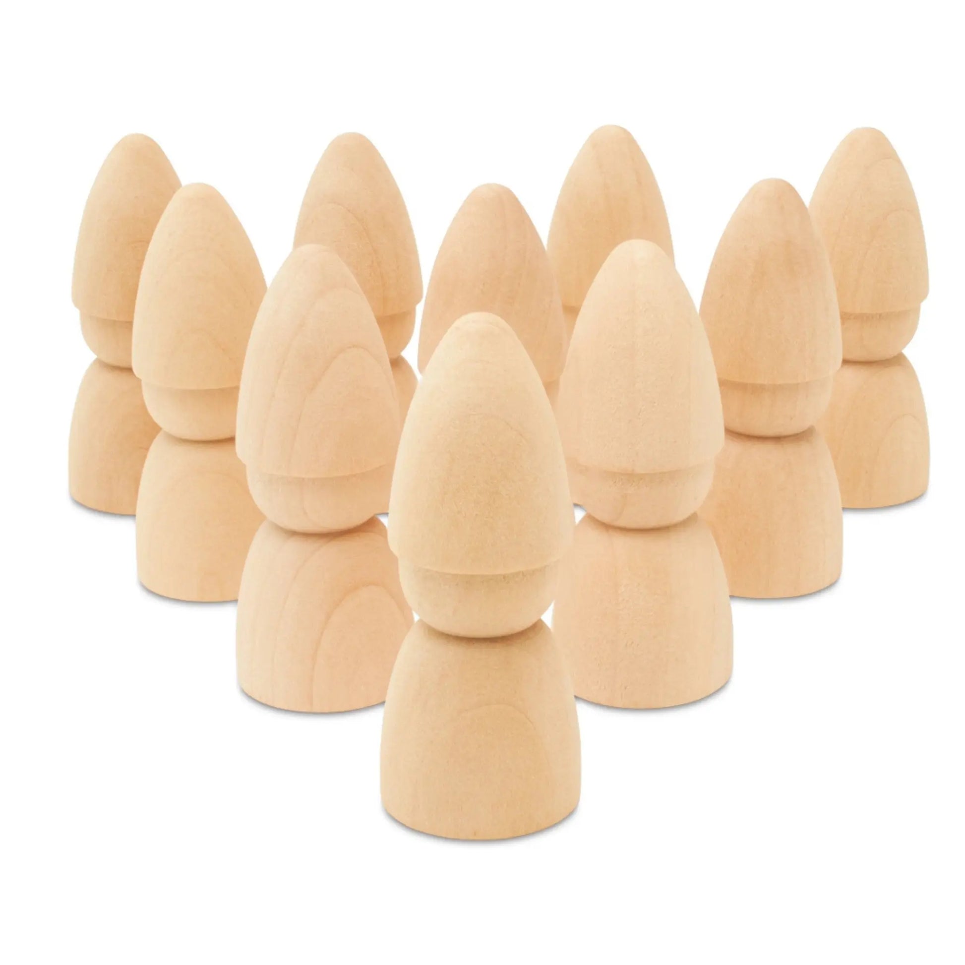 Set of wooden figurines on a white background