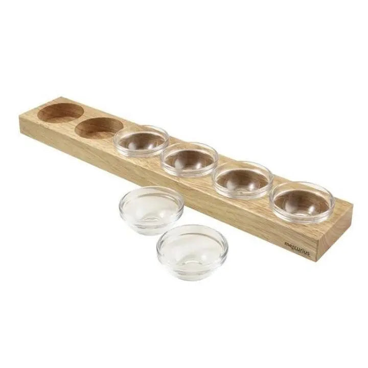 Wooden paint jar holder for glass bowl jars for inks, paints, and glue