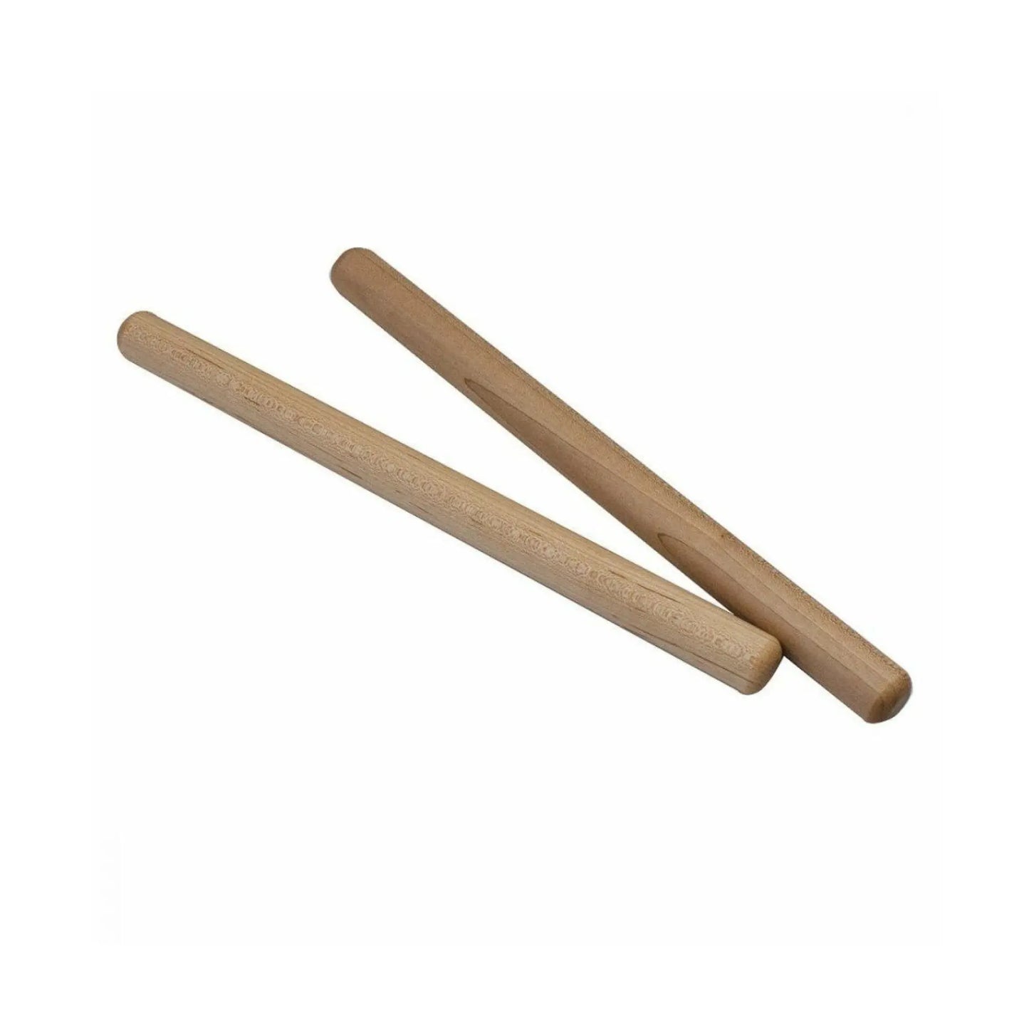 Two Wooden Rhythm sticks made from cherrywood hardwood on a white background