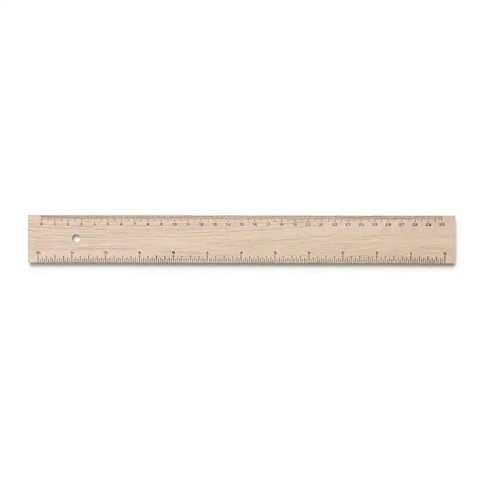 Wooden ruler on a white background