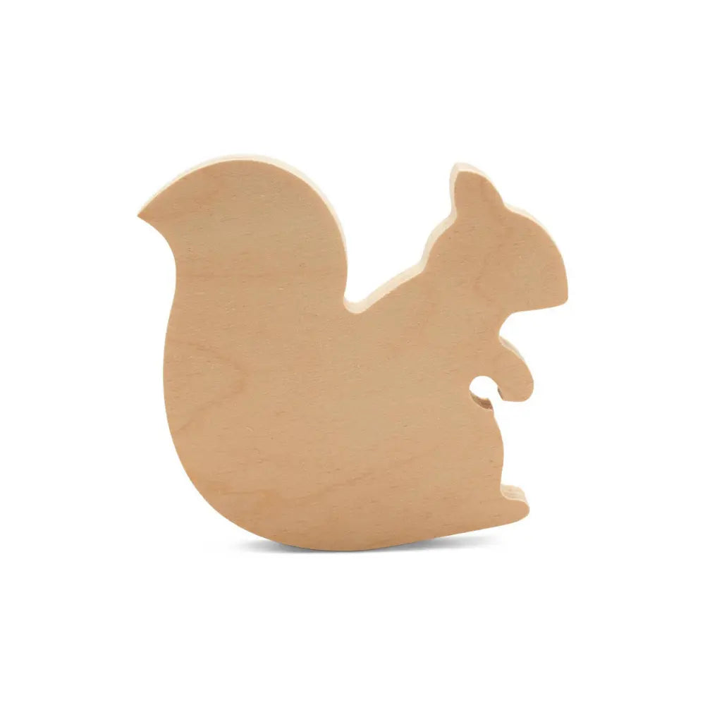 Wooden squirrel-shaped cutout on a white background