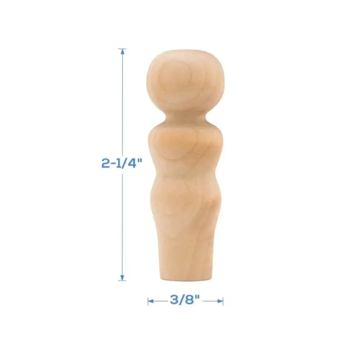 Wooden figure with measurements on a white background