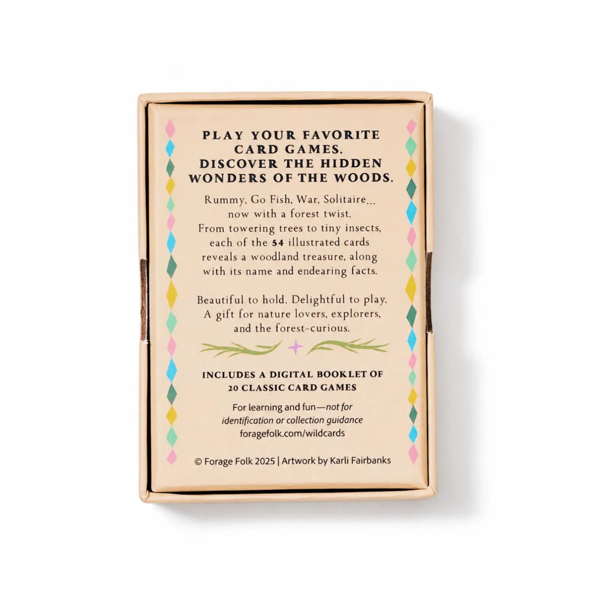 Back of Woodland Treasures playing cards