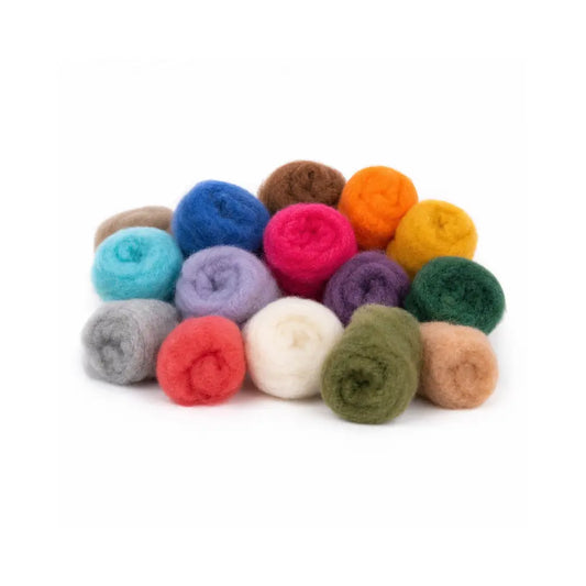 wool fleece Felter's Palette in different colors in a pile