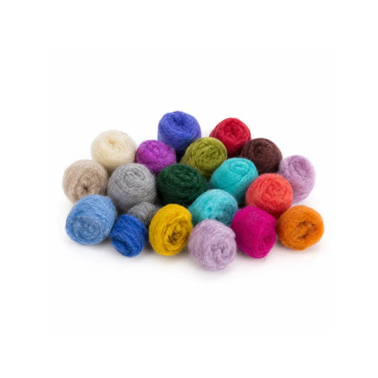 heathered wool fleece in colorful bundles