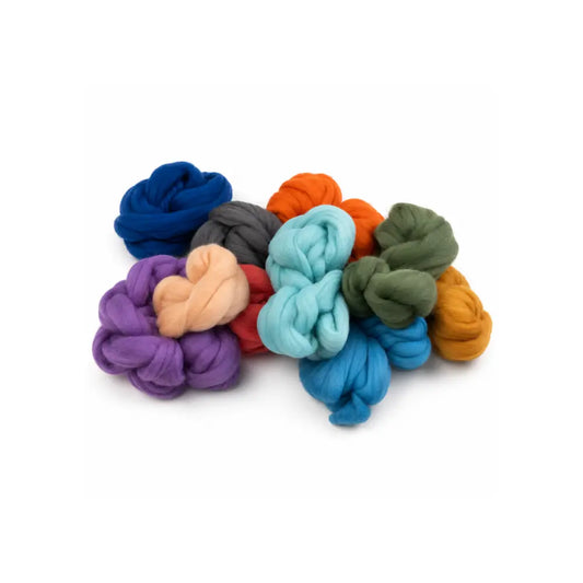 combed wool roving in assorted colors