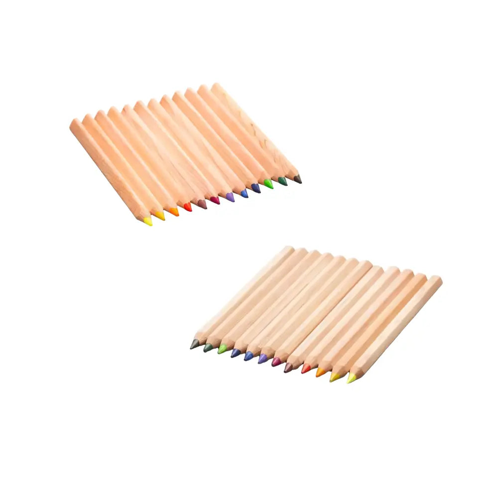 Two sets of Yorik colored pencils on a white background