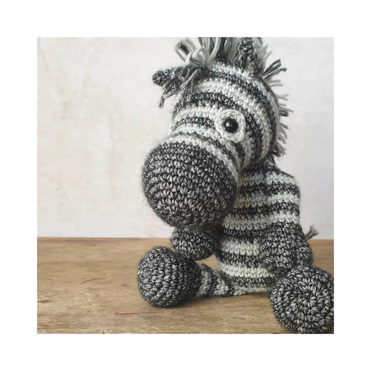 Zebra crochet kit finished stuffed animal made with mixed yarns