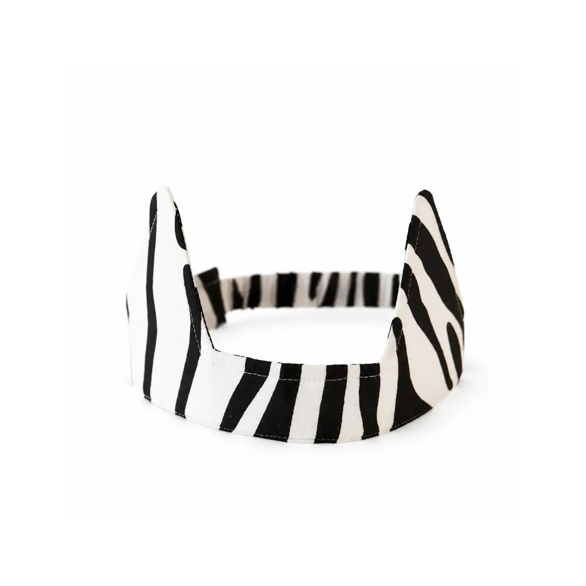 Sarah’s Silks Zebra Ears headpiece in black-and-white animal print, made from 100% mulberry silk