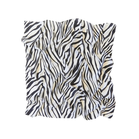 35-inch Sarah's Silks Zebra Playsilk with black and white stripes in 100% mulberry silk