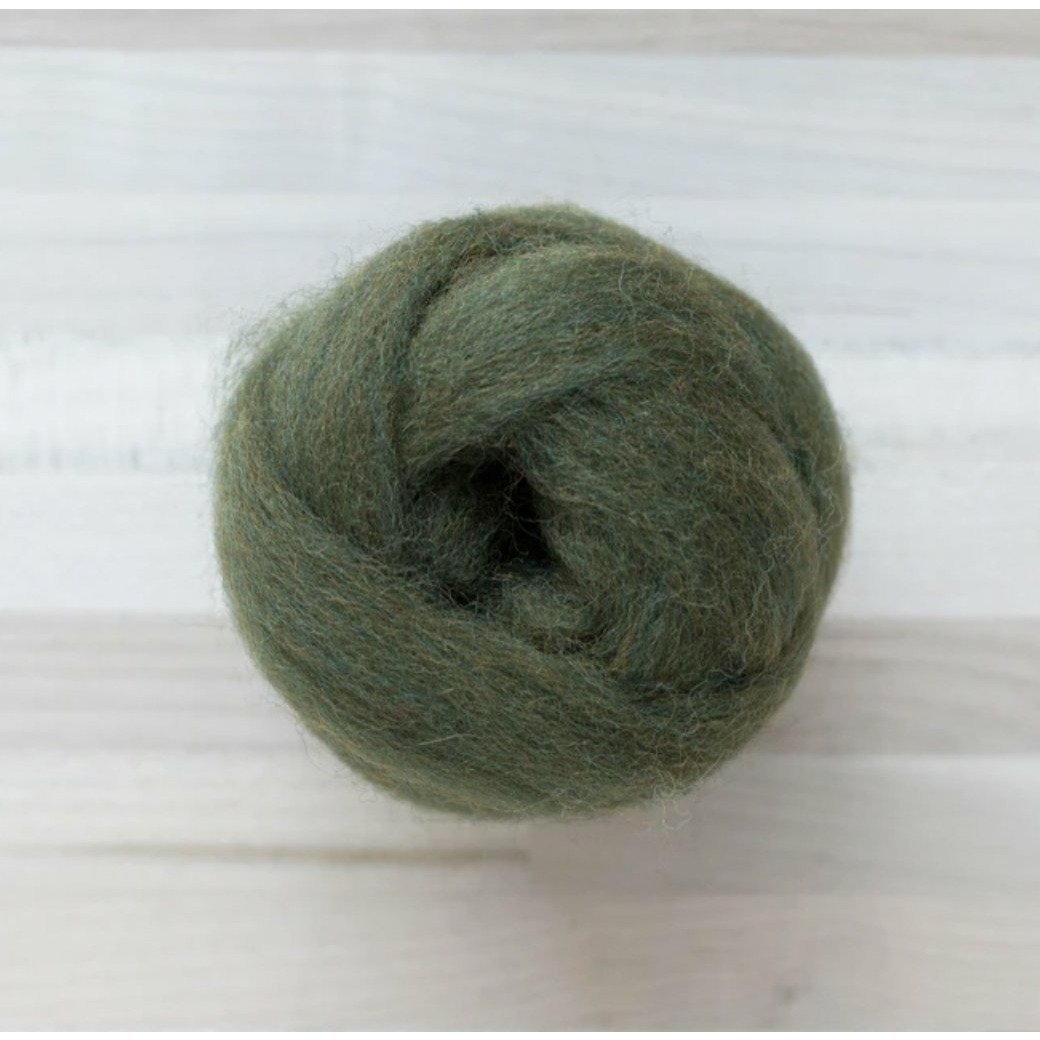 knot of oregano wool roving by Felted Sky for dry needle felting and wrapping