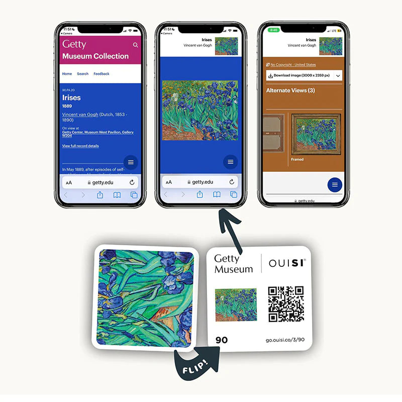 OuiSi Getty visual connection game app with QR code card feature