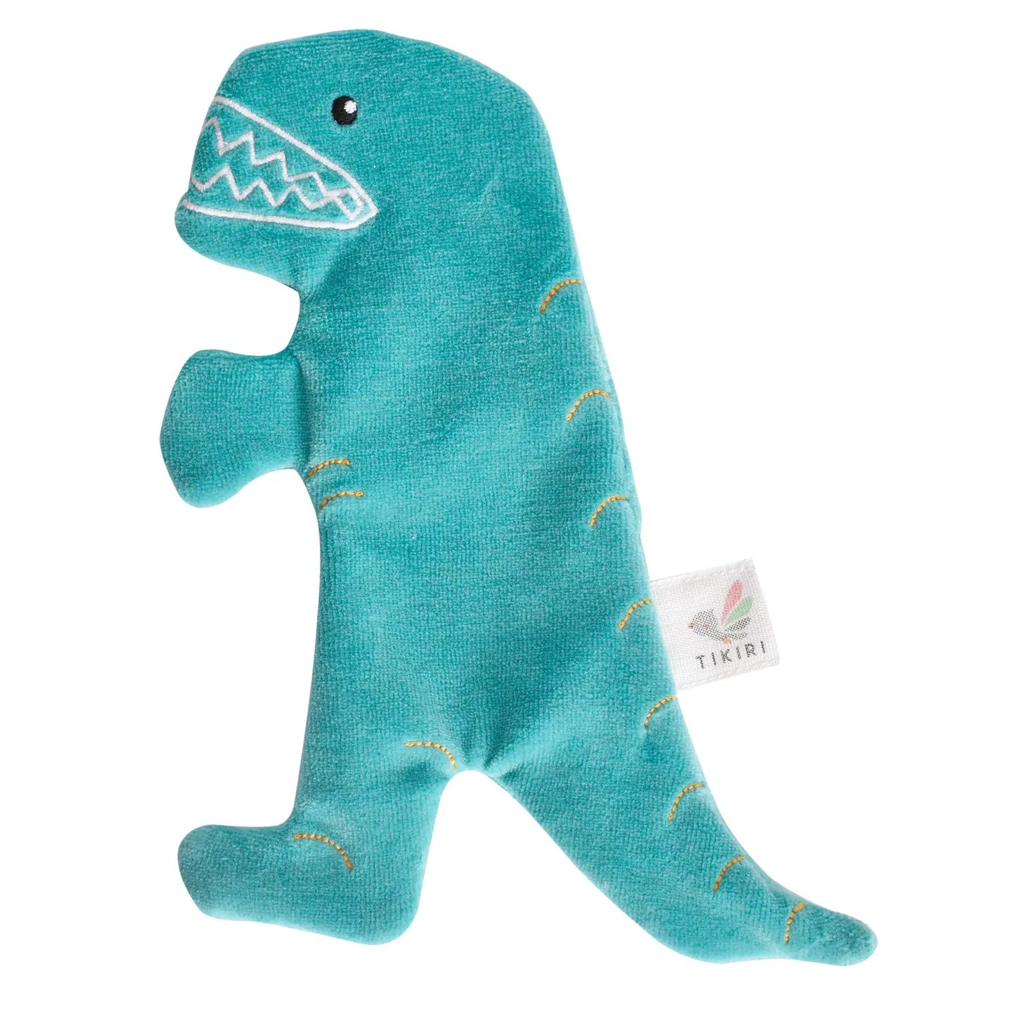 Organic Baby Toy - Crinkle Paper - Teal Tyrannosaurus Rex