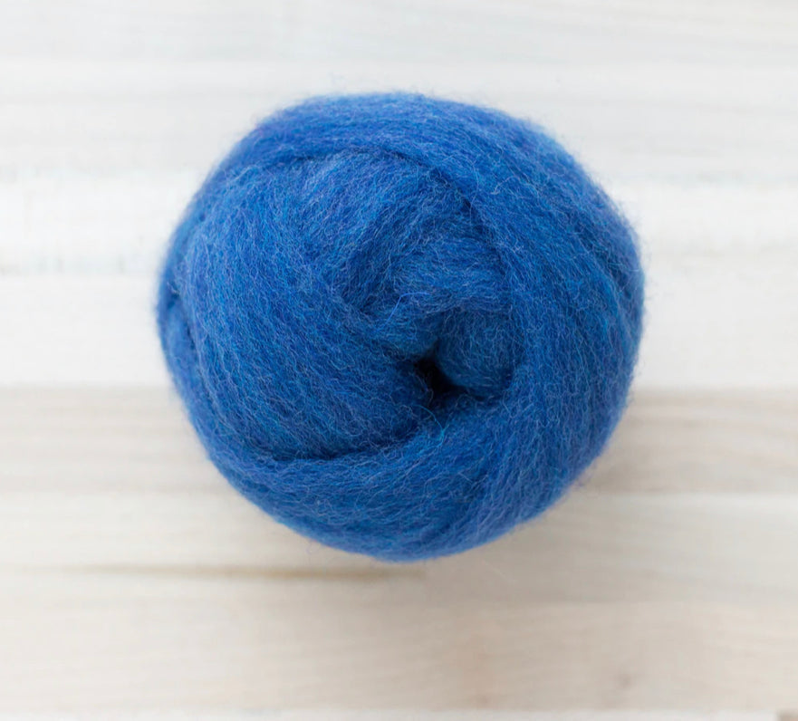 knot of blueberry wool roving by Felted Sky for dry needle felting and wrapping