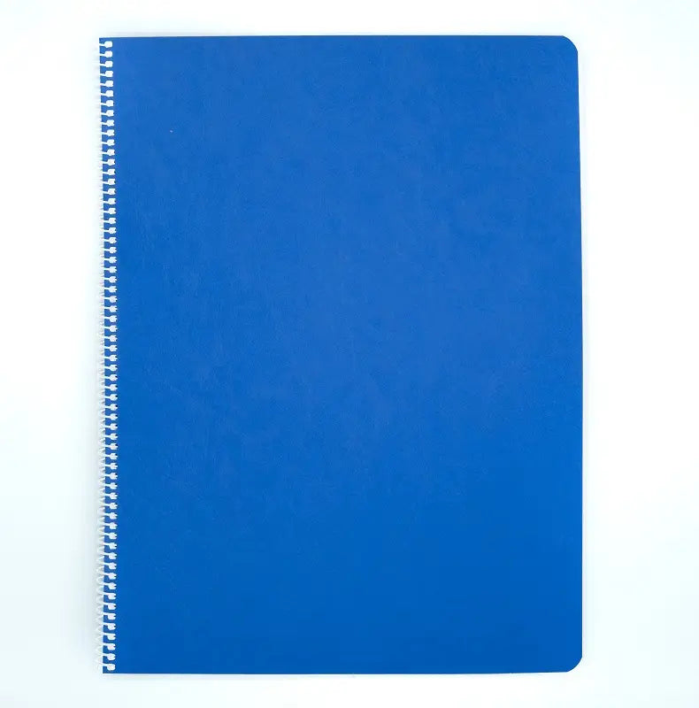 A spiral-bound Blue cover Book of Centuries on a white background