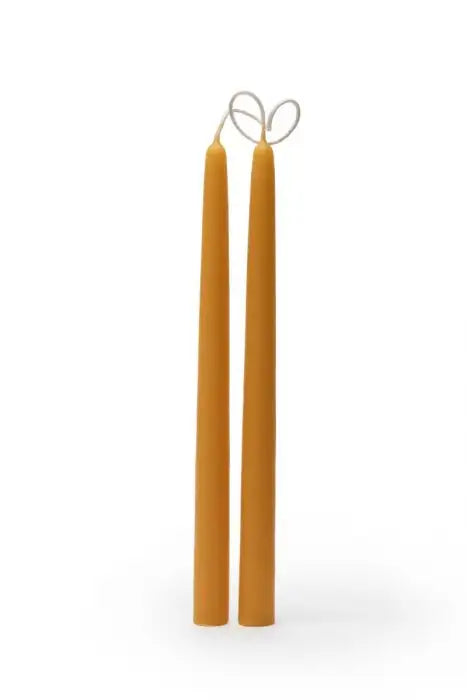 A Pair of Dipam Beeswax Taper Candles 11.8 inches on a white background