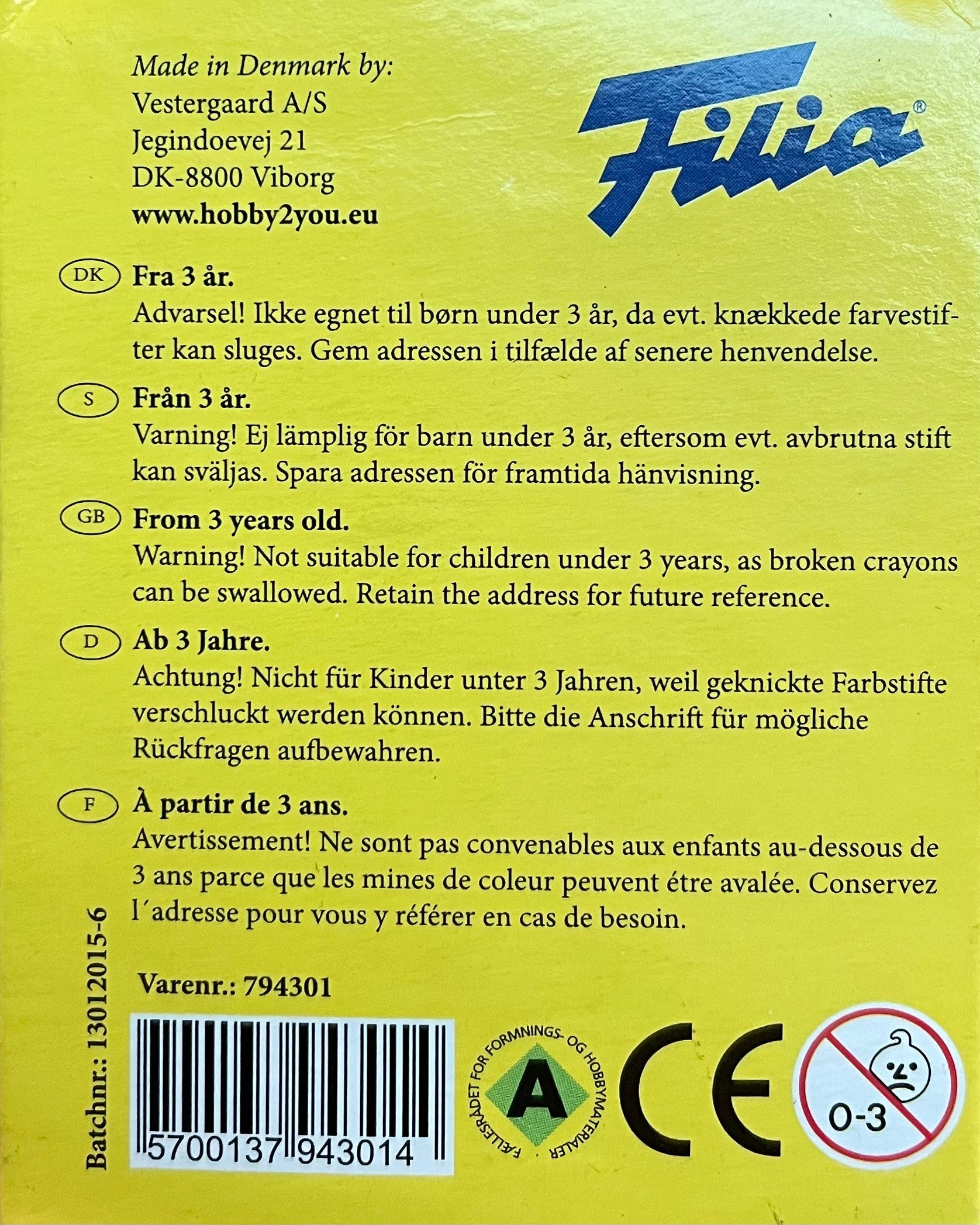 Filia Hard Oil Crayons, 12 Black - Alder & Alouette