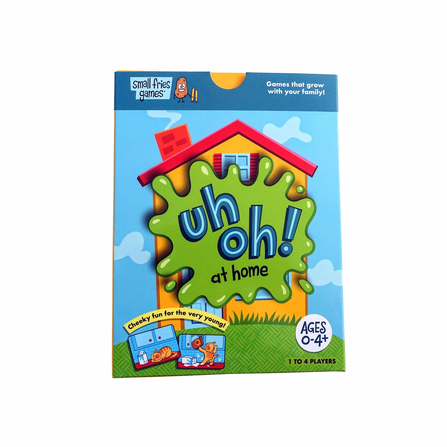 First Game:  Uh Oh! At Home box cover on white background