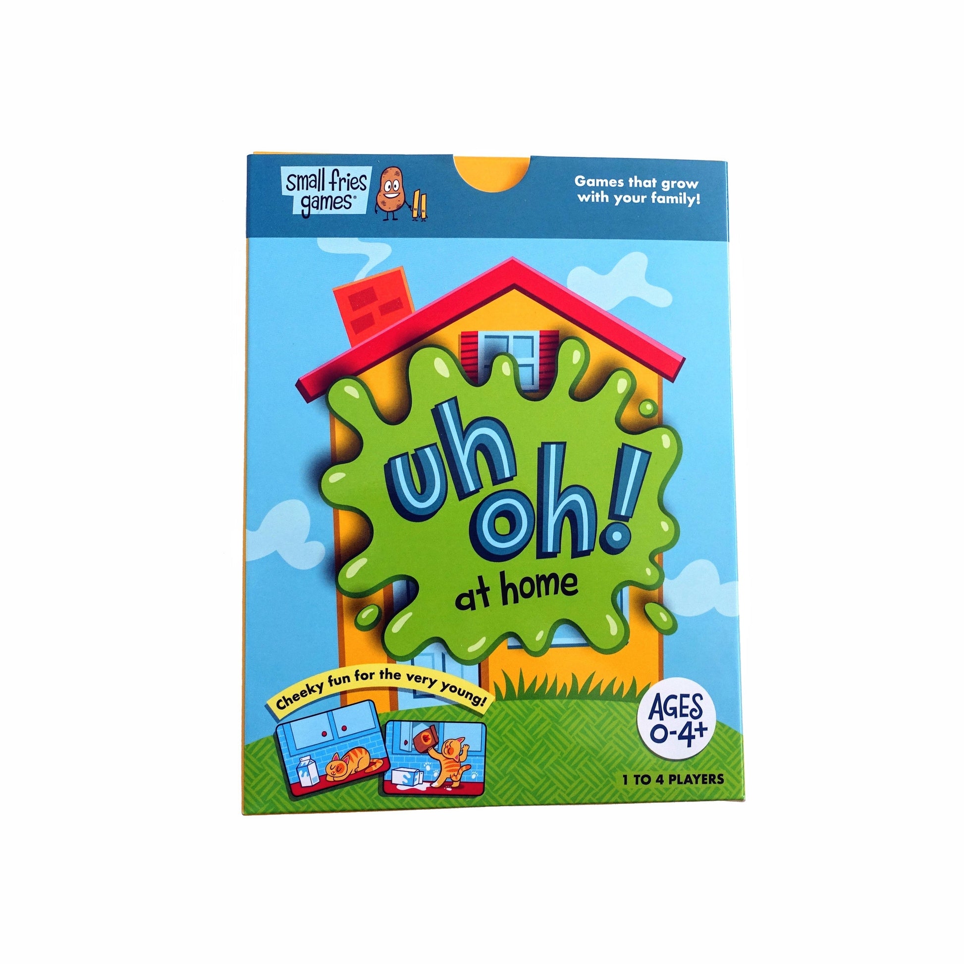 First Game:  Uh Oh! At Home box cover on white background