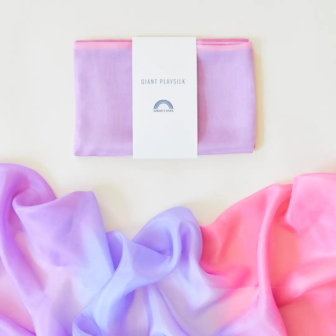 Sarah's Silks Enchanted Giant Playsilk in Blossom on a white background