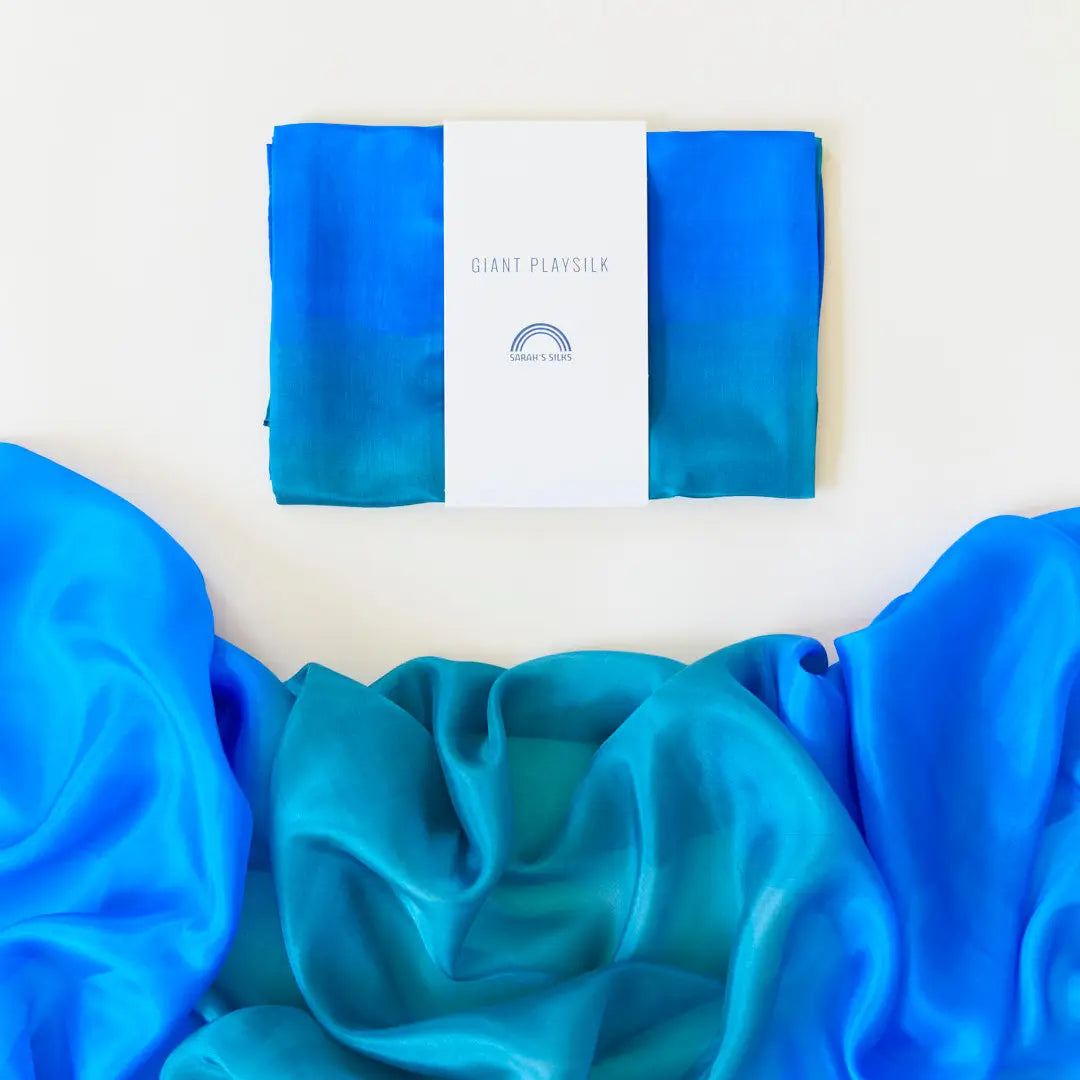 Sarah's Silks Earth Giant Playsilk in Ocean on a white background