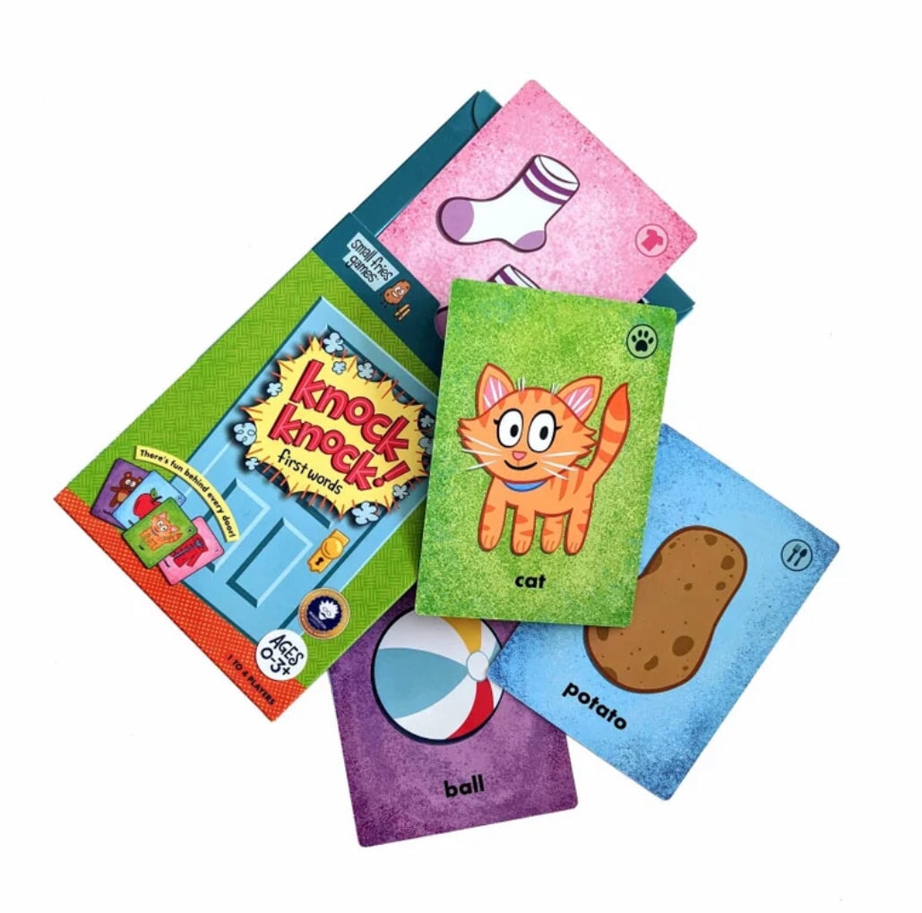 Toddler Game: Knock Knock - A First Words Game Cards on White Background