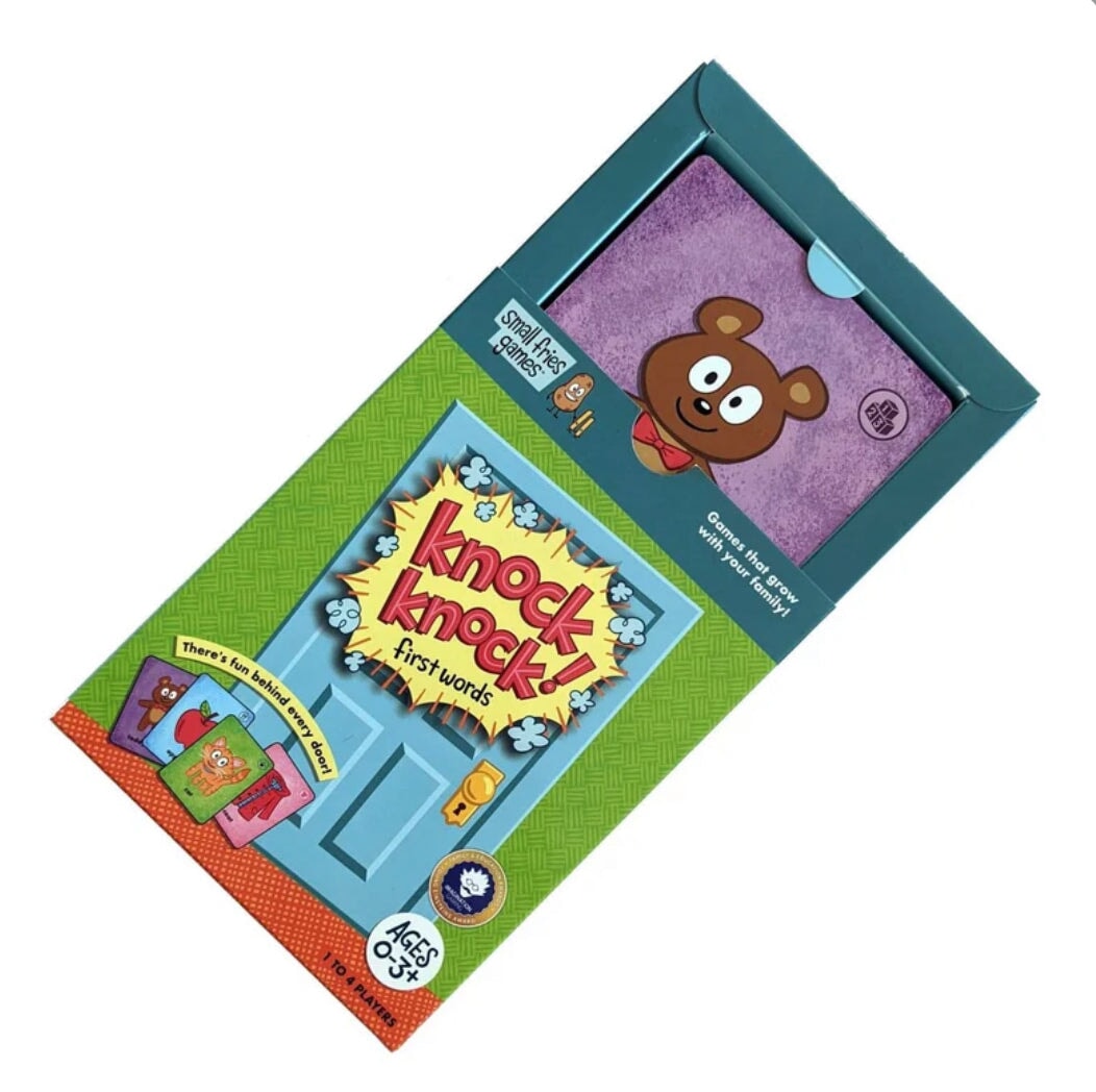Toddler Game: Knock Knock - A First Words Game pulled open partway on a white background