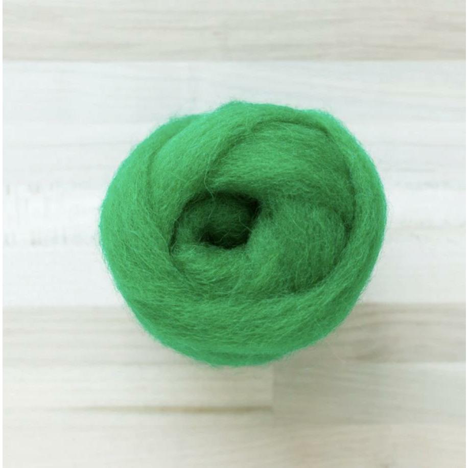 knot of leprechaun green wool roving by Felted Sky for dry needle felting and wrapping