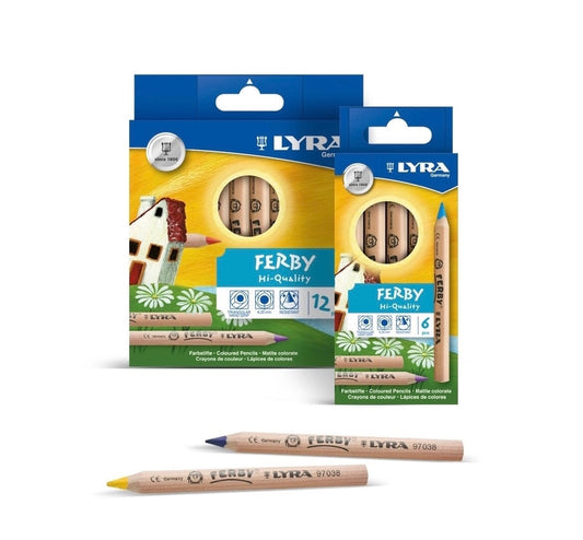 Lyra Ferby, Triangular, Unlacquered, Color Pencils om 6-count and 12-count boxes