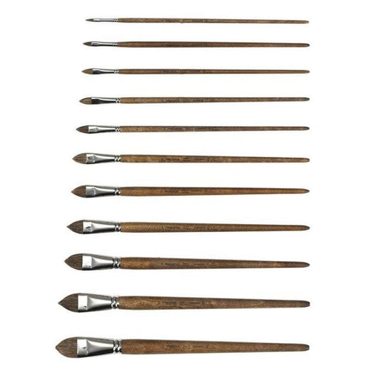 Mercurius Natural Paintbrush Cow Hair - Cat Tongue Tip with FSC wooden handle in a row