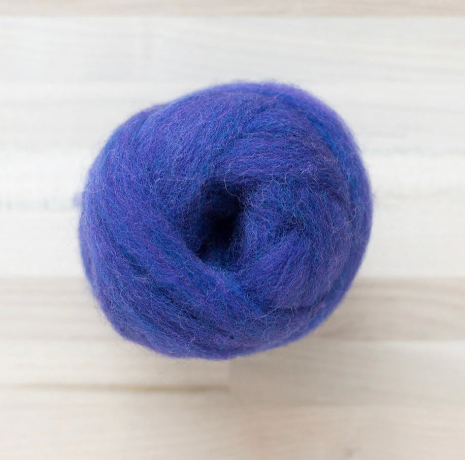 knot of pansy purple multi tonal wool roving by Felted Sky for dry needle felting and wrapping