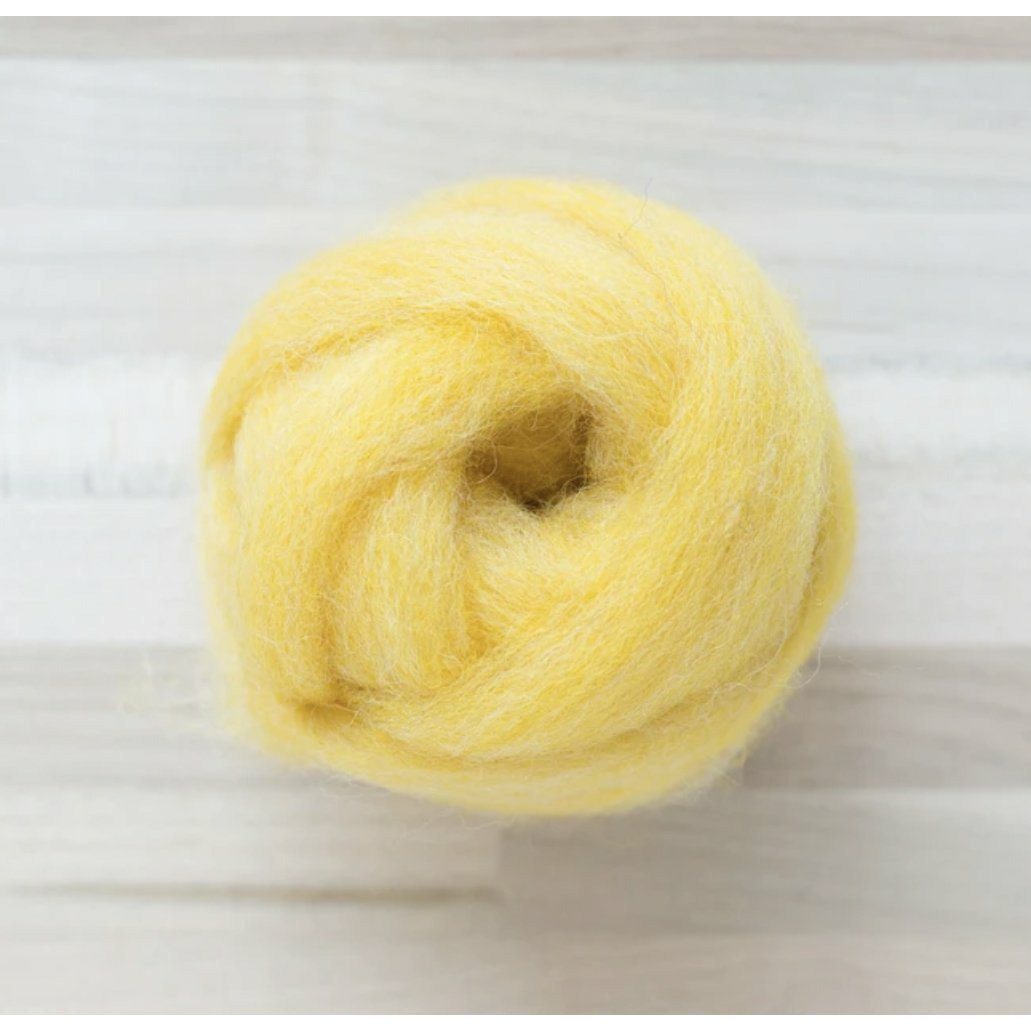 knot of pineapple yellow wool roving by Felted Sky for dry needle felting and wrapping