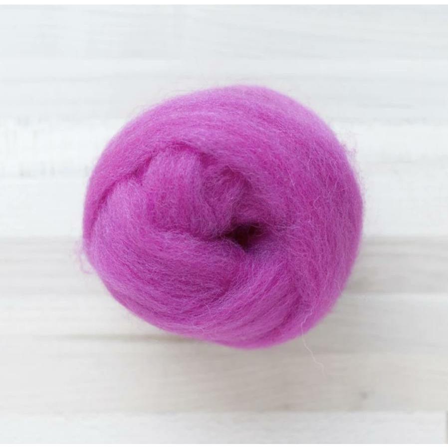 knot of pink lotus flower wool roving by Felted Sky for dry needle felting and wrapping