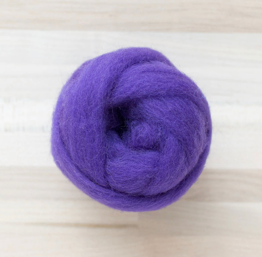 knot of purple emperor wool roving by Felted Sky for dry needle felting and wrapping
