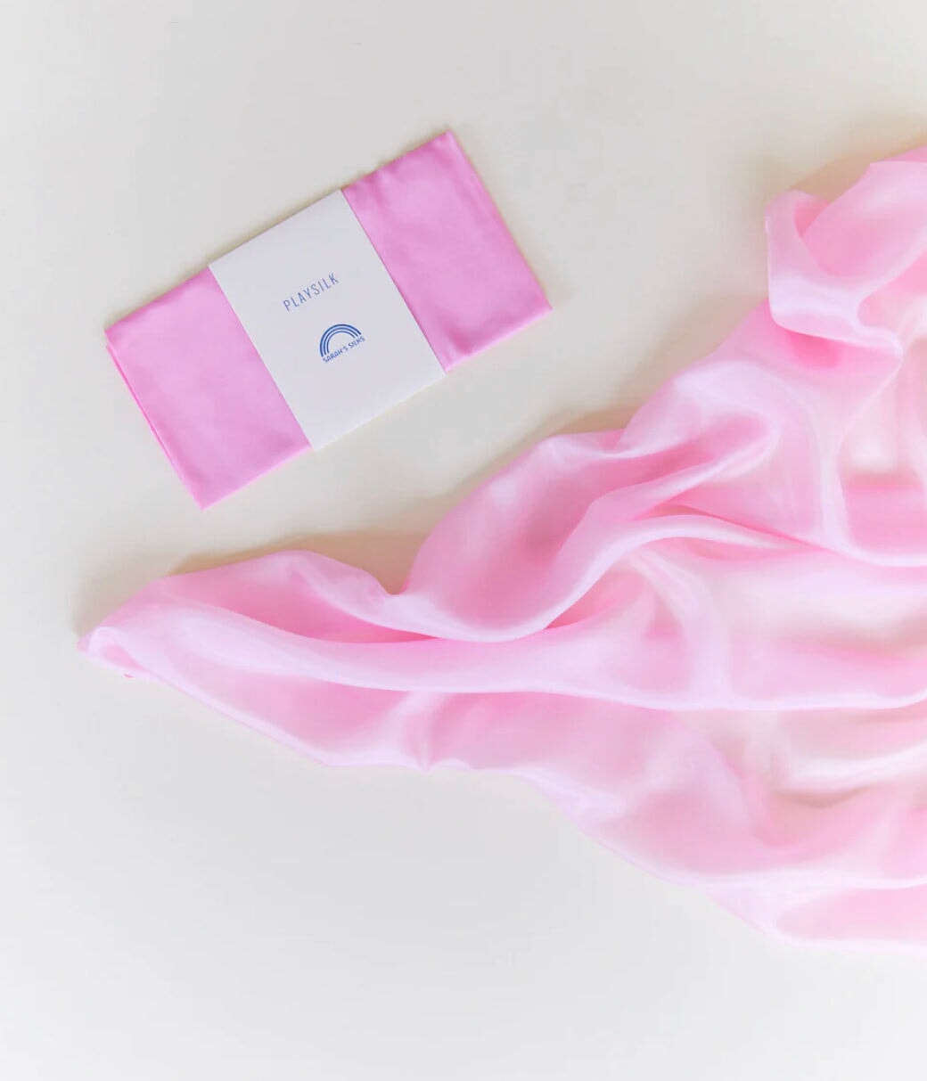 Sarah's Silks Playsilk in Pink on White Background