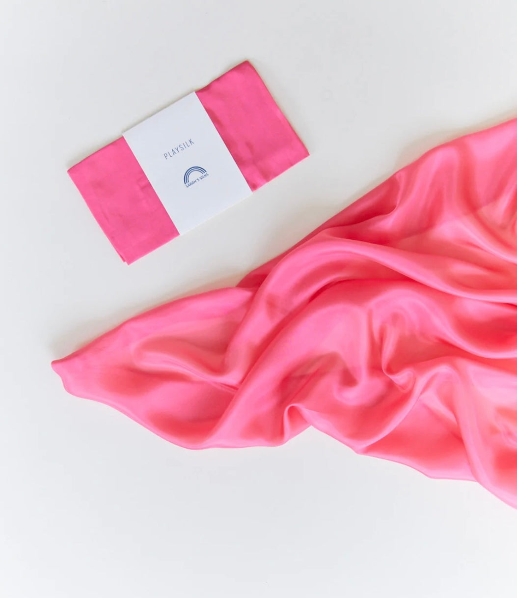Sarah's Silks Playsilk in Rose on White Background