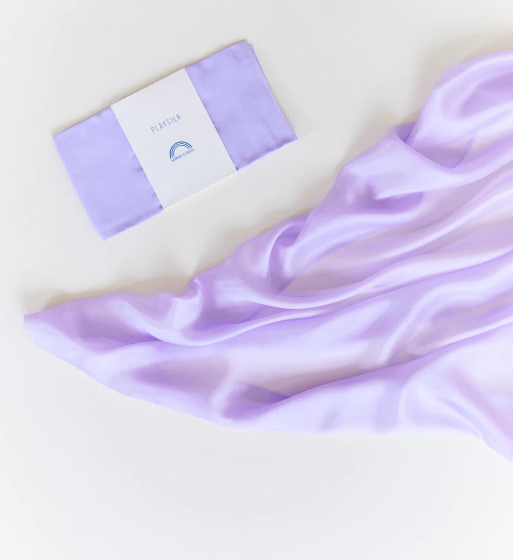 Sarah's Silks Playsilk in Lavender on White Background