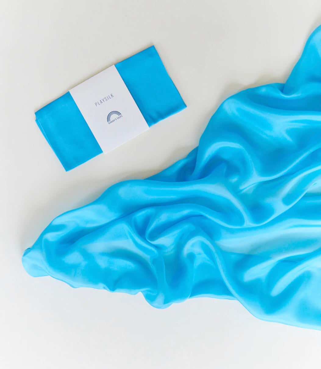 Sarah's Silks Playsilk in Turquoise on White Background