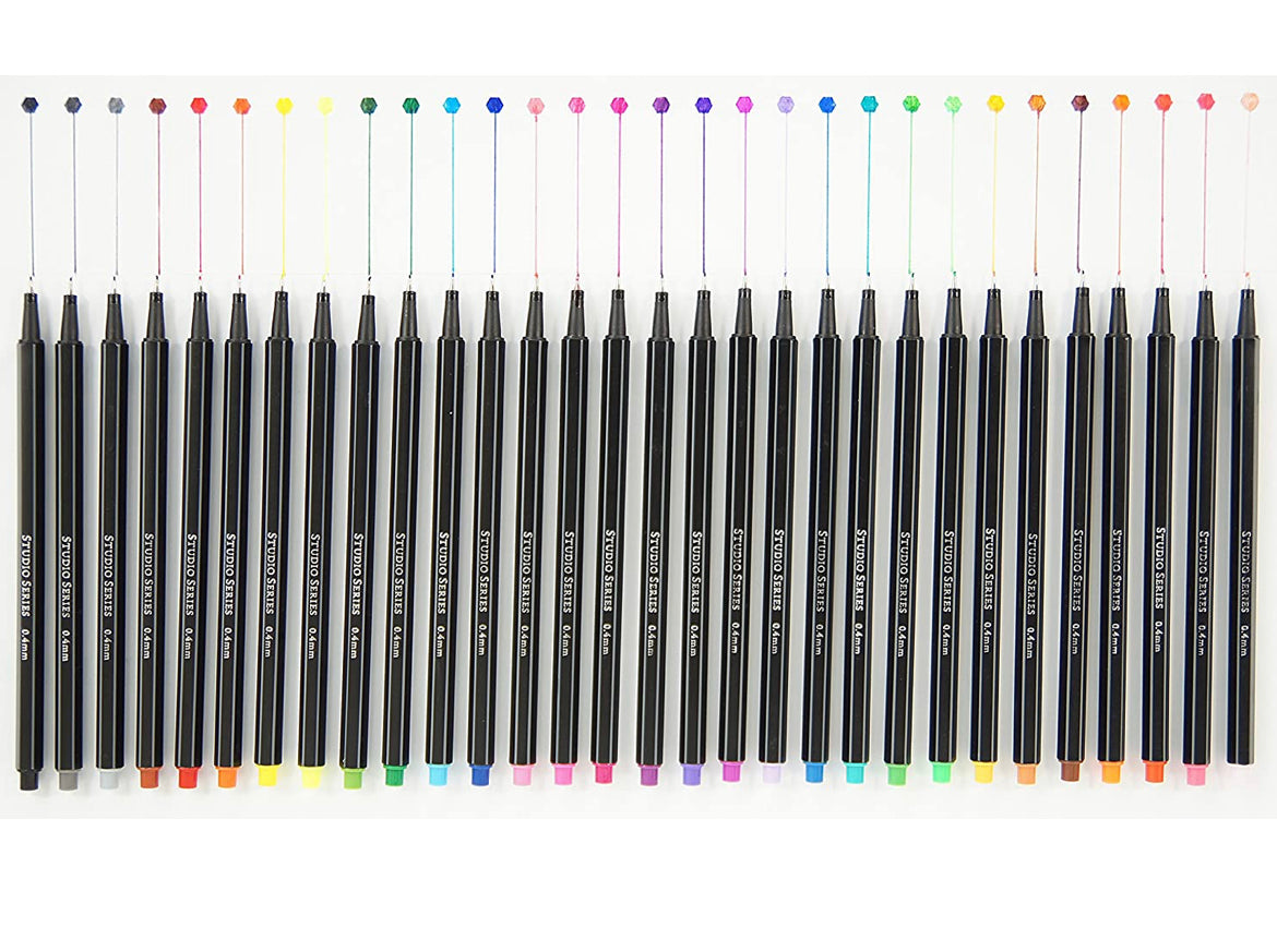 Studio Series Fine Line Marker Set 0.4 mm Fiber Tip showing all 30 colors on white background