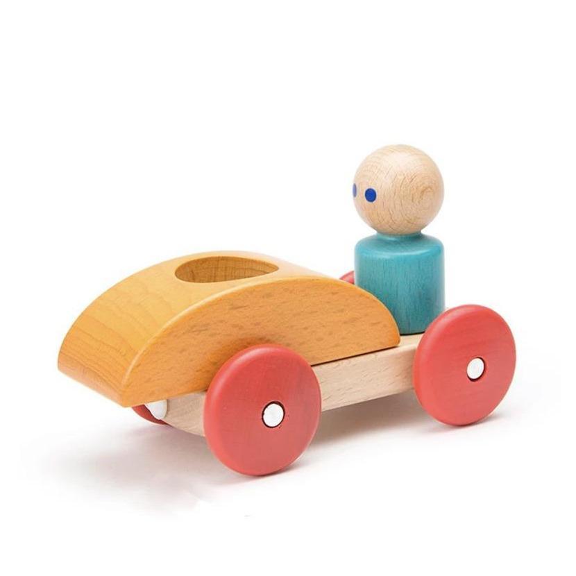 Golden Yellow and Red Tegu Magnetic Wooden Push Car