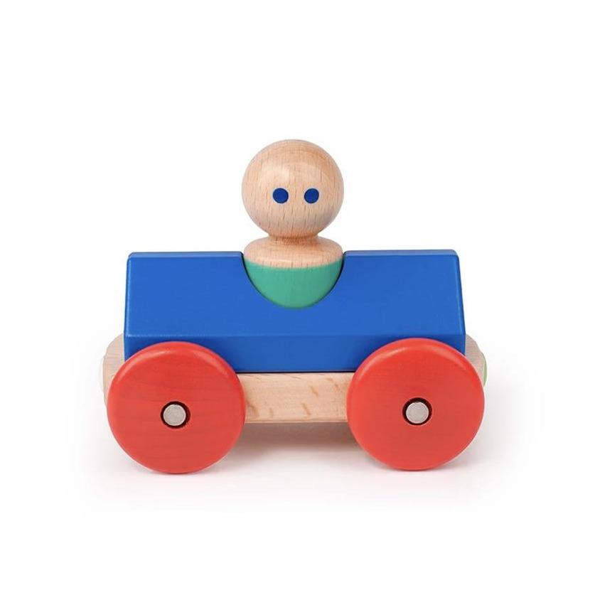 Blue and Red Tegu Magnetic Wooden Push Car