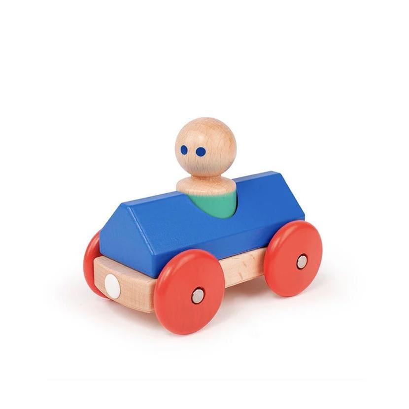 Blue and Red Tegu Magnetic Wooden Push Car