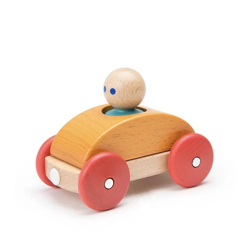 Golden Yellow and Red Tegu Magnetic Wooden Push Car
