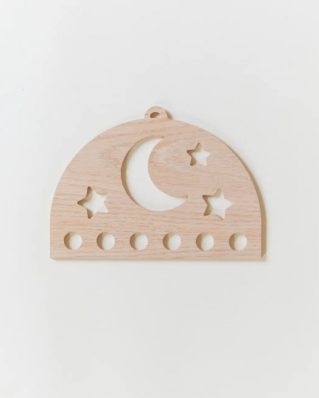 Playsilk Holder,  Wooden Moon and Stars on a white background